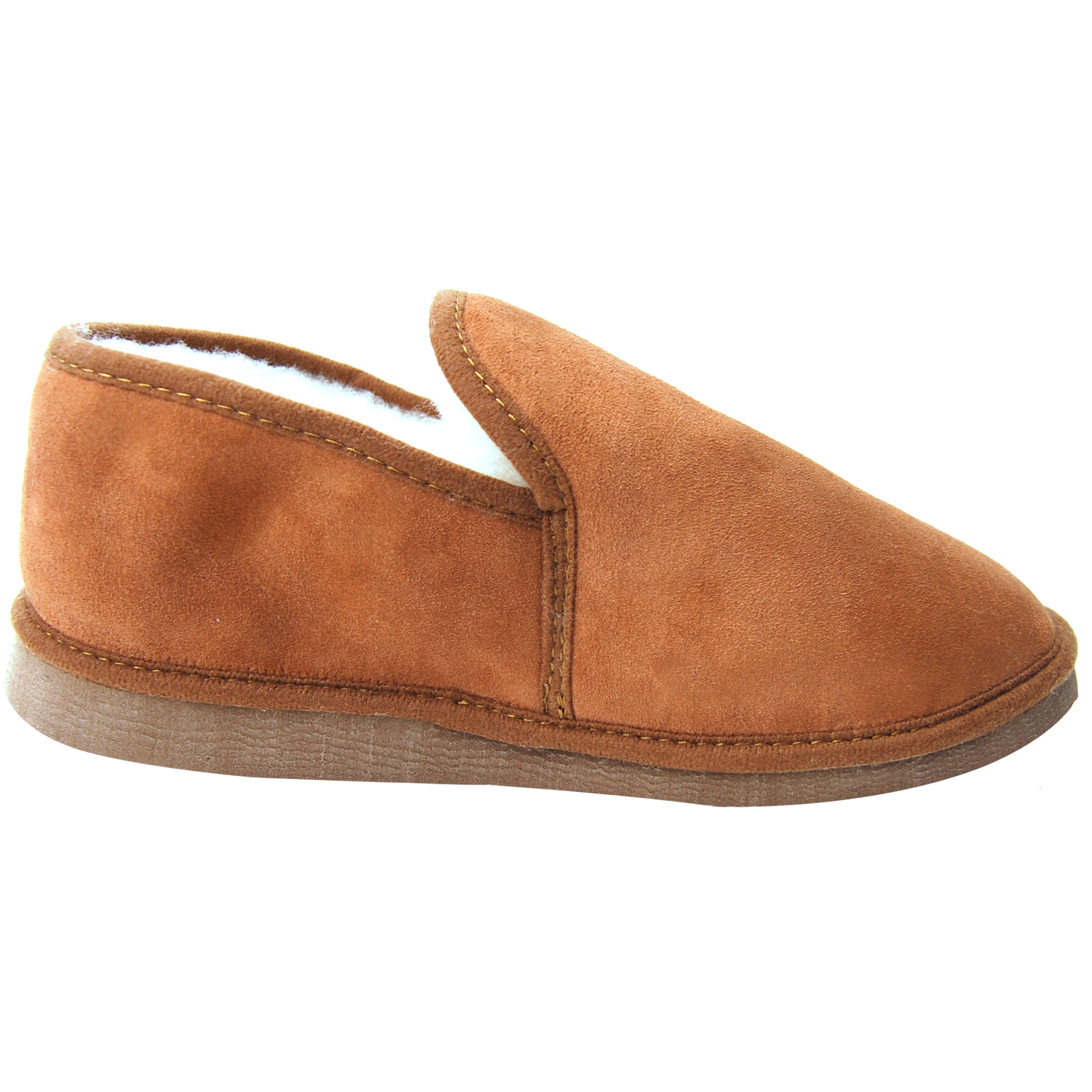 Charentaises mixtes camel peau de mouton - tannage naturel - semelle gomme souple