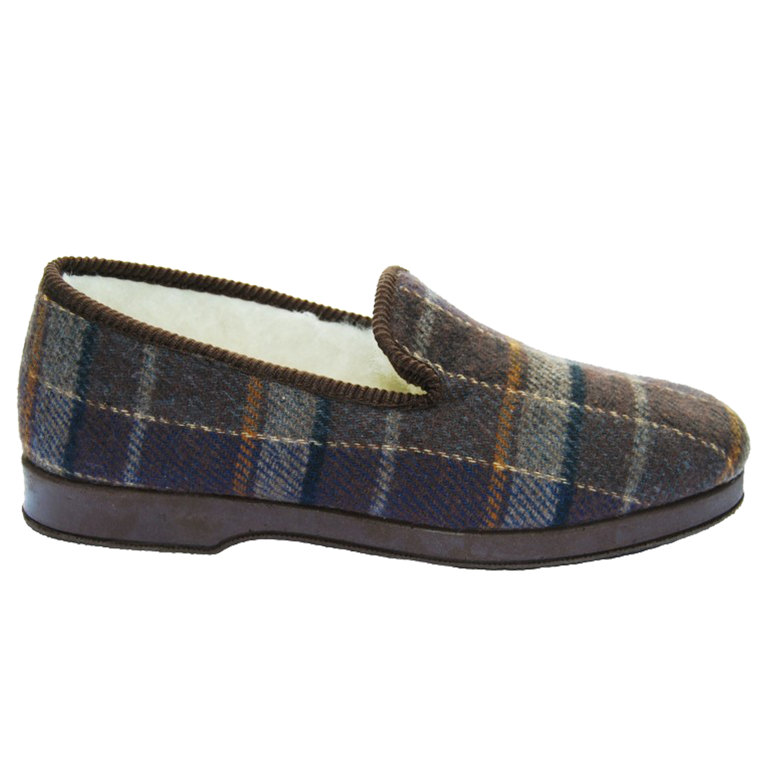 charentaises pantoufles tartan marron semelle gomme France pantoufle